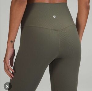 lululemon HR Align Ribbed Leggings -Army Green 25"